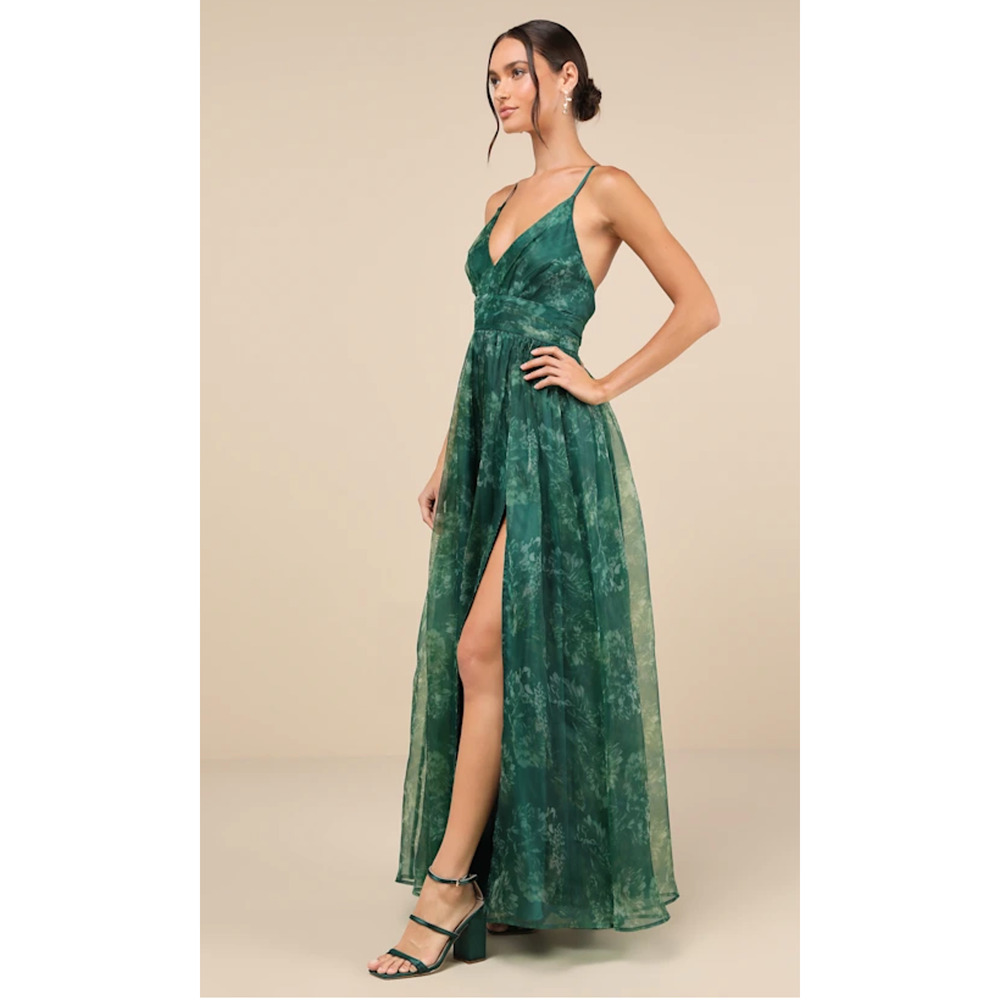 Lulu's Emerald Green Floral Maxi Dress - Picture 8 of 14